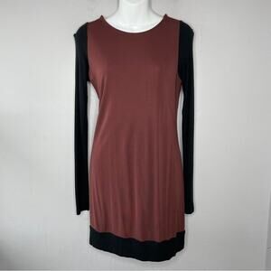 MAGGIE WARD Burgundy Black Tunic Mini Dress Womens Size XS Autumn Downtown Chic